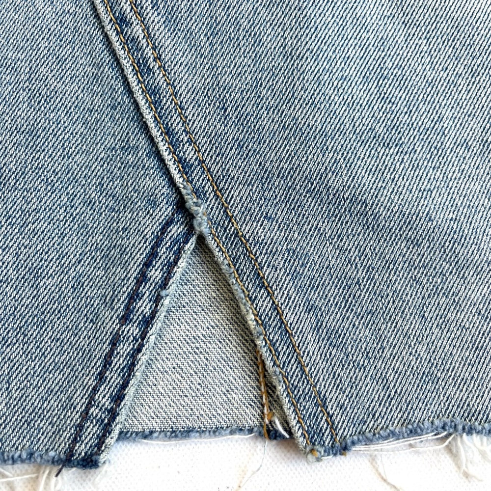 GRLFRND x REVOLVE Milla Zappa Light Wash Denim Mini Skirt with Raw Hem - Picture 4 of 8
